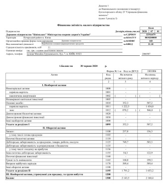 2020 1 and a half years 1st, 2nd. Financial report of a small business entity